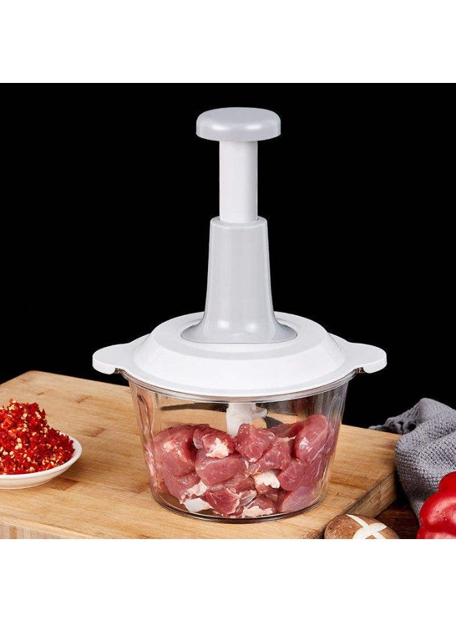 Manual Multi-Purpose Food Chopper for Meat & Vegetables with Transparent Bowl and Stainless Steel Blades - Image 2